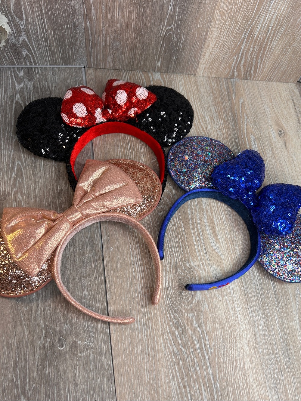 Disney Minne Mouse Ears Headband Lot of 3 | Sequin Glitter Bows